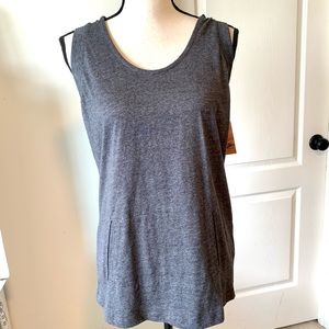 NIKE Sleeveless Hooded Cotton Blend Training Top—S